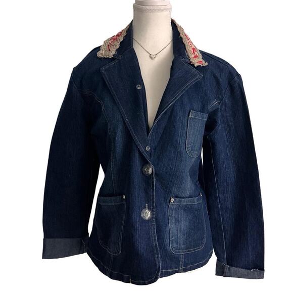 Erica Brooke Collection Denim Embroidered Vintage Size XL Women’s Jacket - Picture 1 of 5